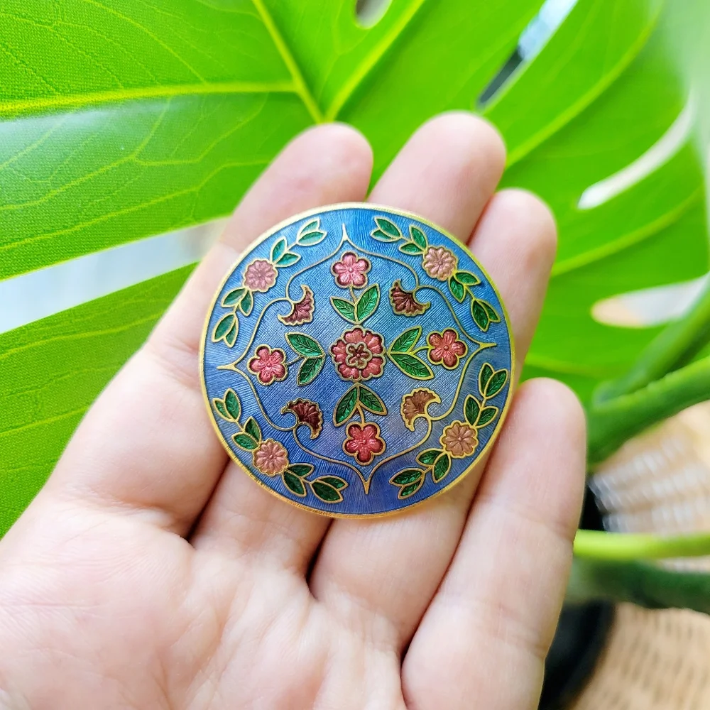 Vintage Floral Enamel Brooch Pin